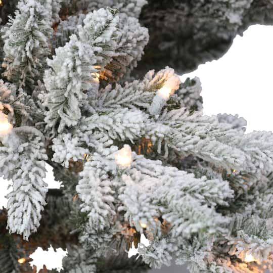 6.5ft. Pre-Lit Flocked Utah Fir Artificial Christmas Tree, Clear Lights